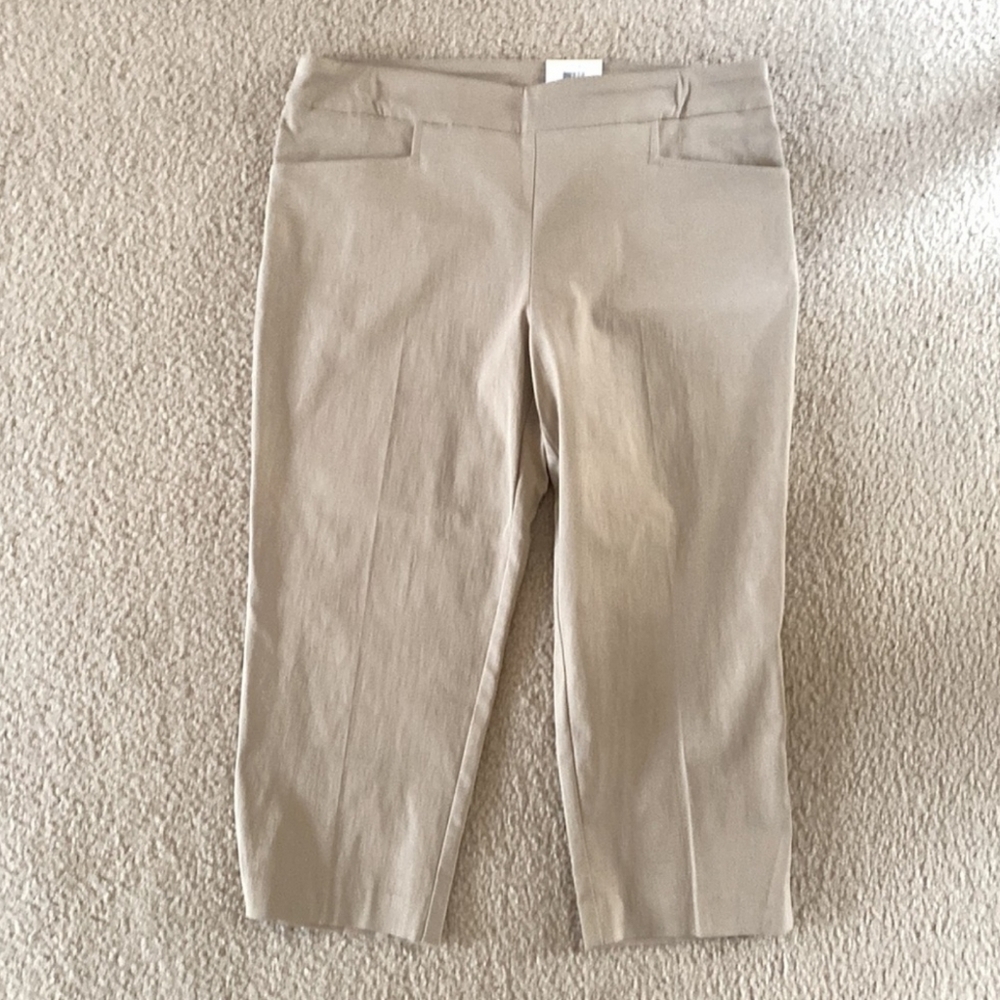 Khaki stretch capris, large, NWOT